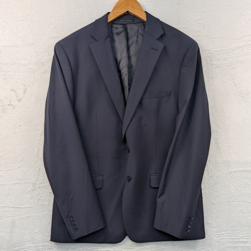 Calvin Klein Blazer Jacket Mens 44R Navy Blue Wool Stretch Business Professional